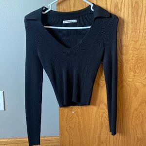 Abercrombie & Fitch cropped longsleeve polo sweater
